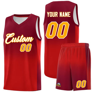 Custom Crimson Red Gradient Fashion Sets Sports Uniform Basketball Jersey