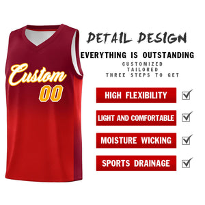 Custom Crimson Red Gradient Fashion Sets Sports Uniform Basketball Jersey