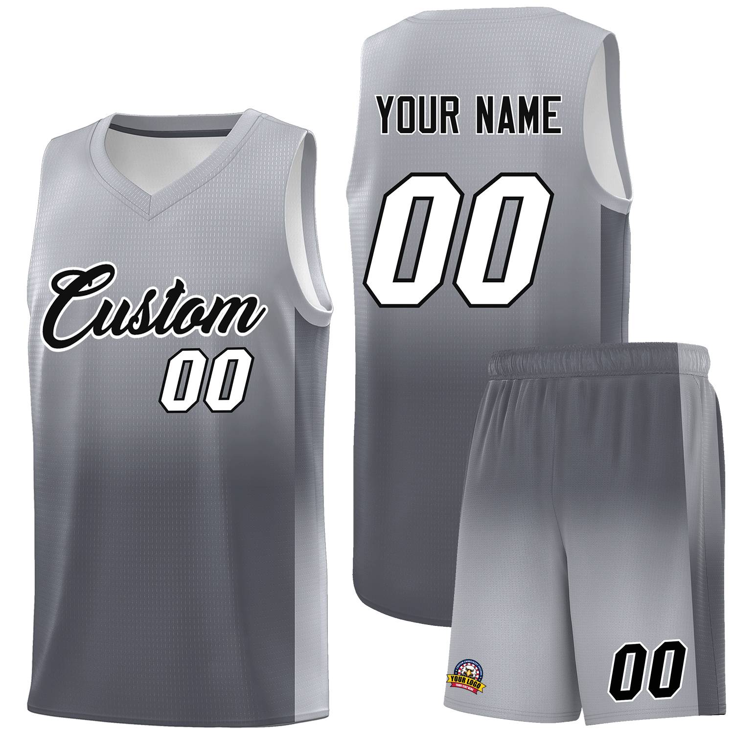 Custom Gray Dark Gray Gradient Fashion Sets Sports Uniform Basketball Jersey