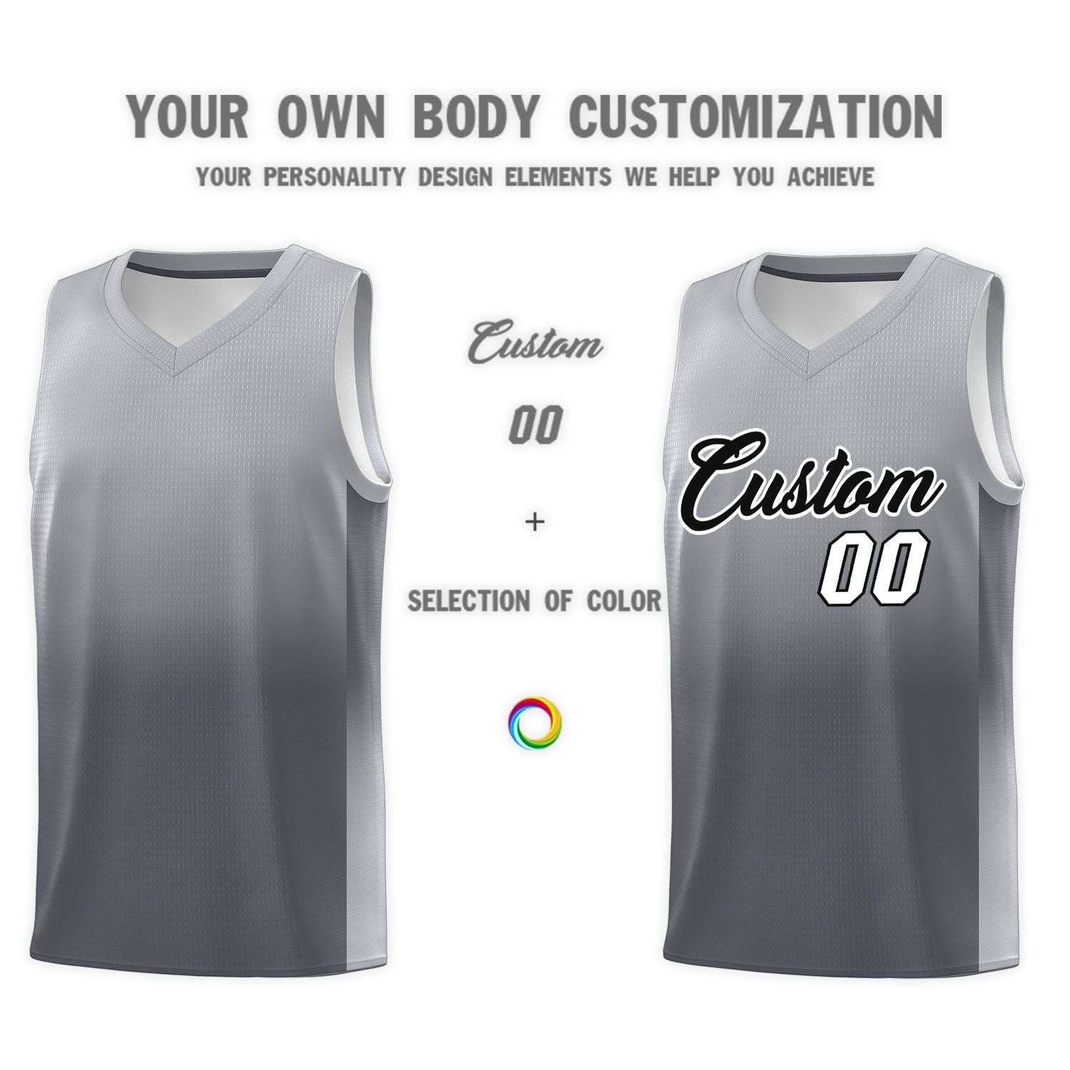 Custom Gray Dark Gray Gradient Fashion Sets Sports Uniform Basketball Jersey