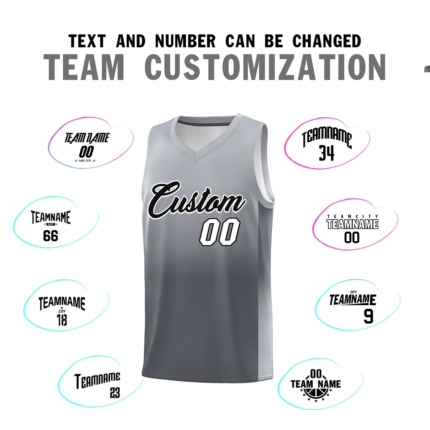 Custom Gray Dark Gray Gradient Fashion Sets Sports Uniform Basketball Jersey