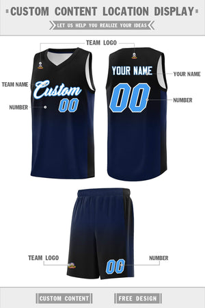 Custom Black Navy Gradient Fashion Sets Sports Uniform Basketball Jersey