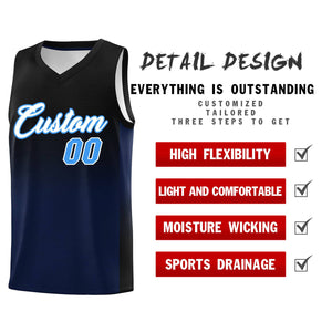 Custom Black Navy Gradient Fashion Sets Sports Uniform Basketball Jersey