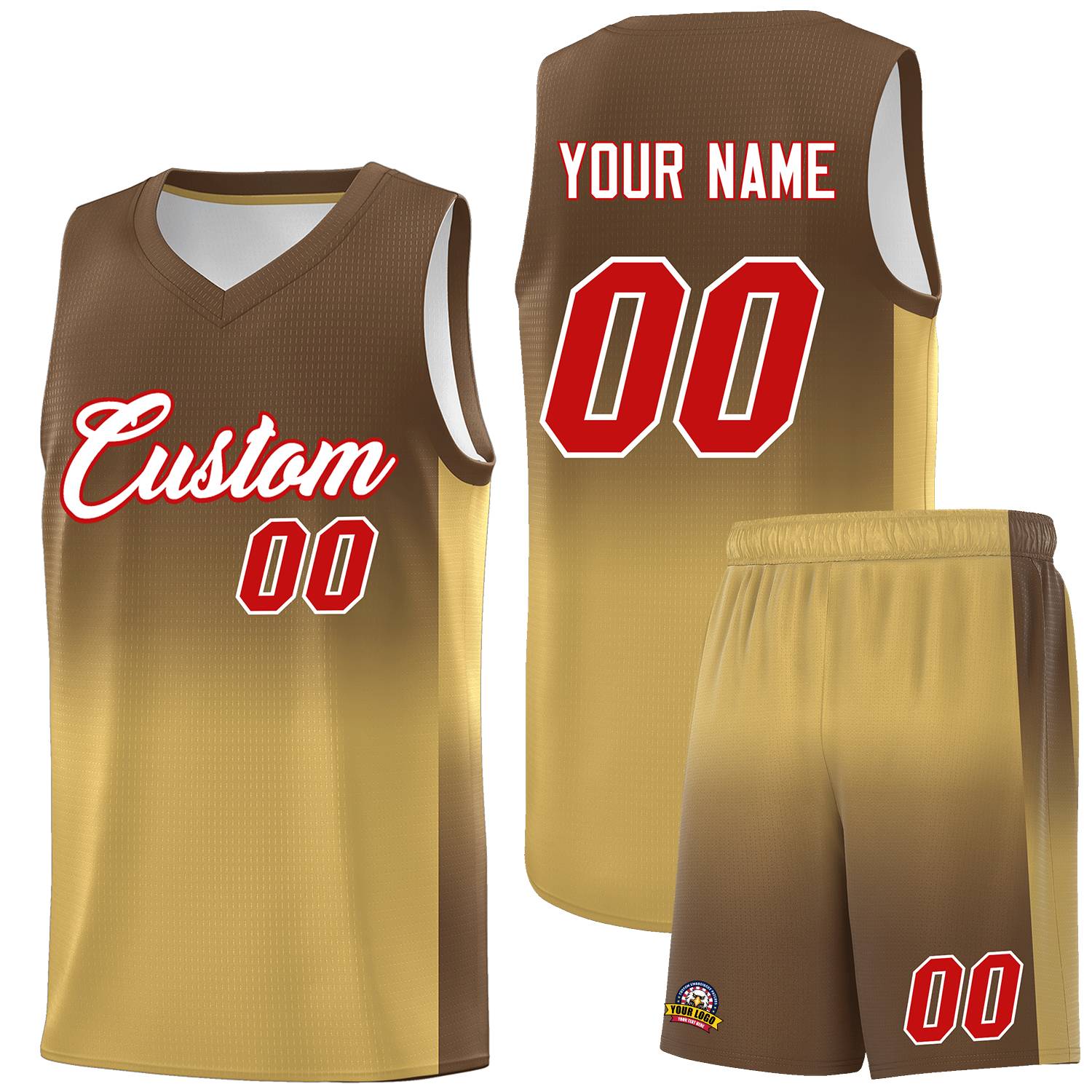 Custom Light Brown Old Gold Gradient Fashion Sets Sports Uniform Basketball Jersey