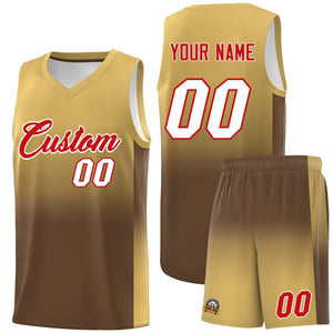 Custom Old Gold Light Brown Gradient Fashion Sets Sports Uniform Basketball Jersey