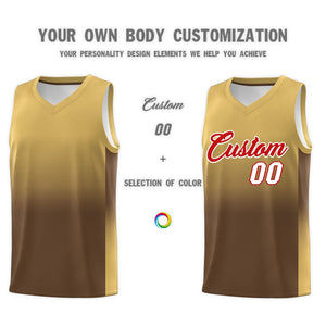 Custom Old Gold Light Brown Gradient Fashion Sets Sports Uniform Basketball Jersey