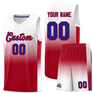 Custom White Red Gradient Fashion Sets Sports Uniform Basketball Jersey