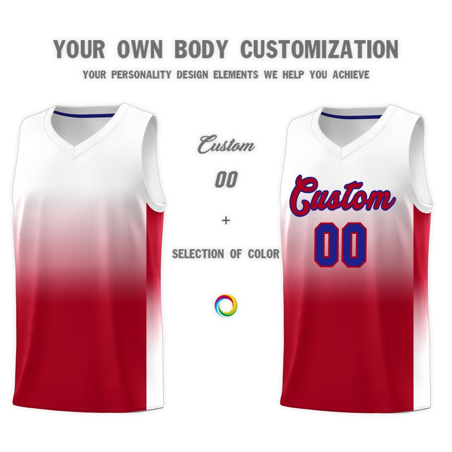 Custom White Red Gradient Fashion Sets Sports Uniform Basketball Jersey