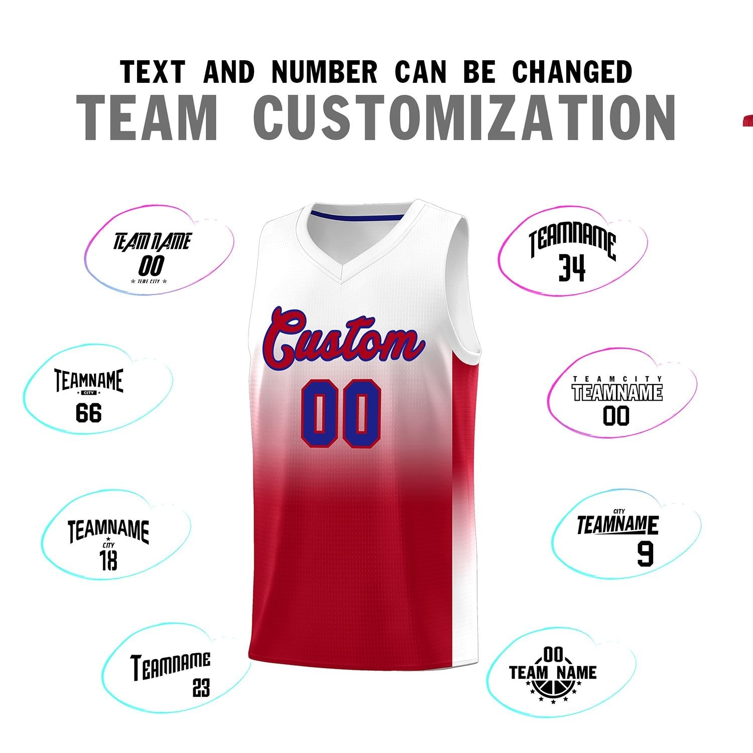 Custom White Red Gradient Fashion Sets Sports Uniform Basketball Jersey