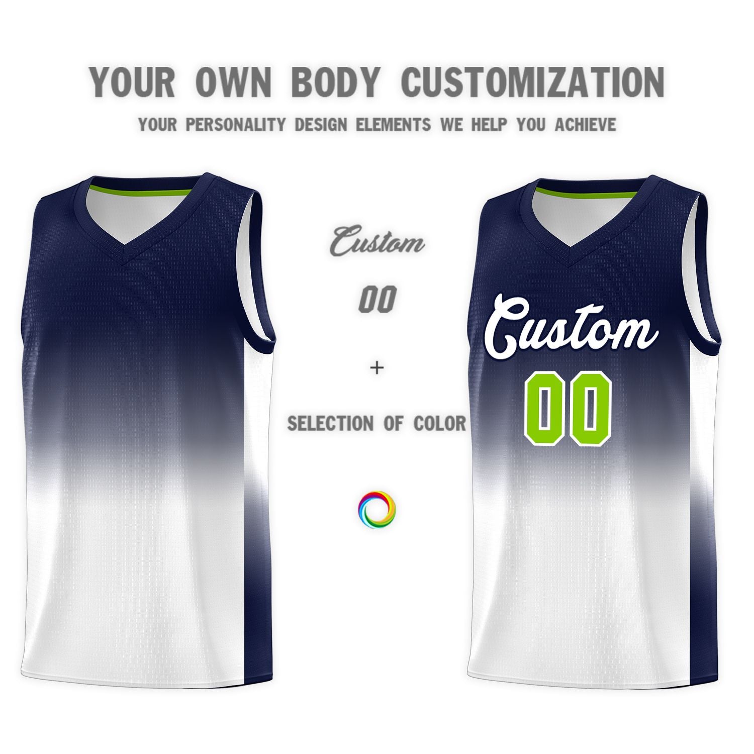 Custom Navy White Gradient Fashion Sets Sports Uniform Basketball Jersey