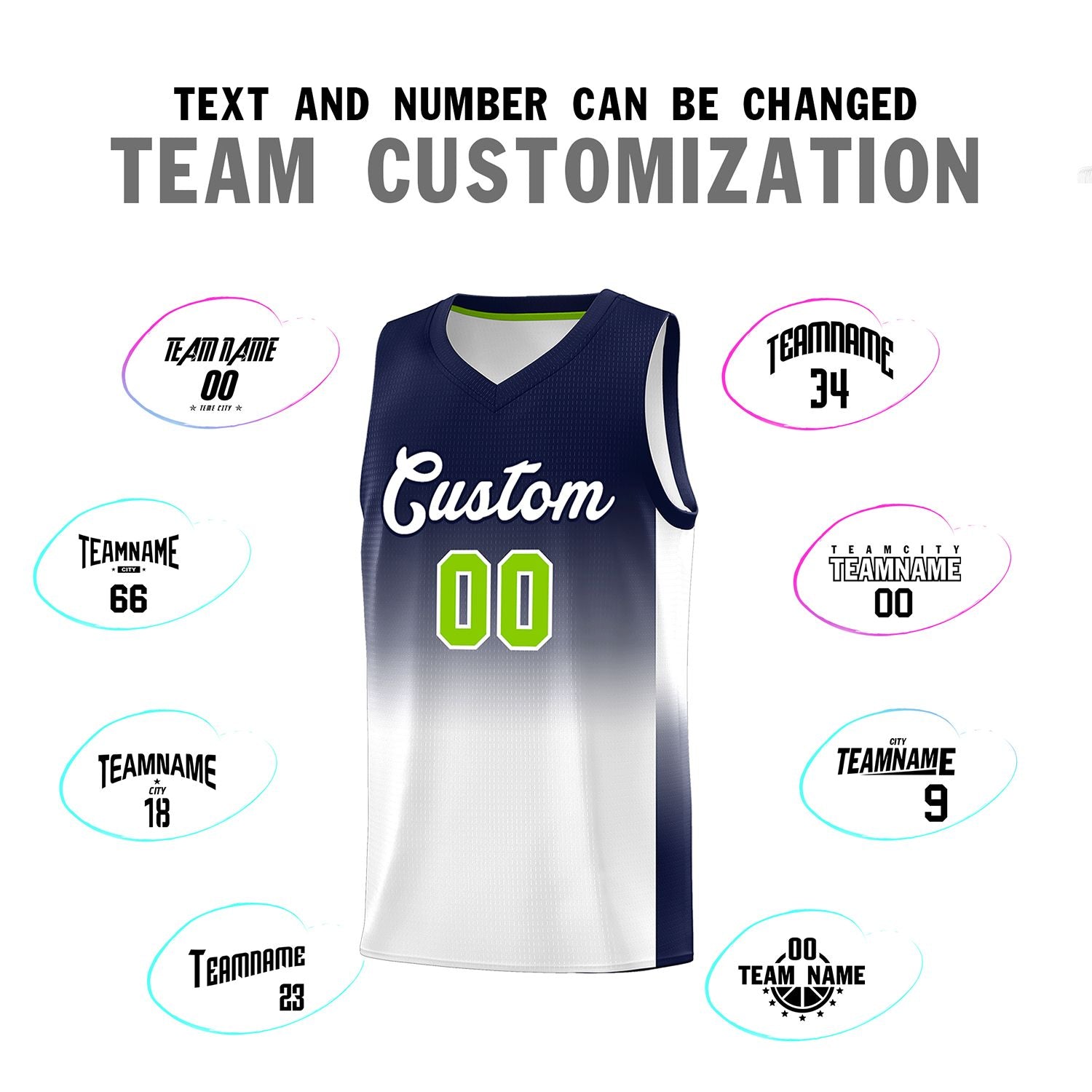 Custom Navy White Gradient Fashion Sets Sports Uniform Basketball Jersey