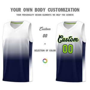 Custom White Navy Gradient Fashion Sets Sports Uniform Basketball Jersey