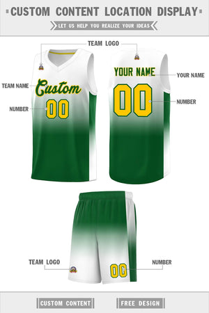 Custom White Kelly Green Gradient Fashion Sets Sports Uniform Basketball Jersey