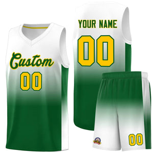 Custom White Kelly Green Gradient Fashion Sets Sports Uniform Basketball Jersey