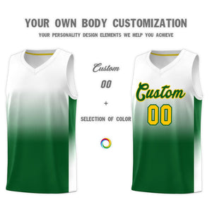 Custom White Kelly Green Gradient Fashion Sets Sports Uniform Basketball Jersey