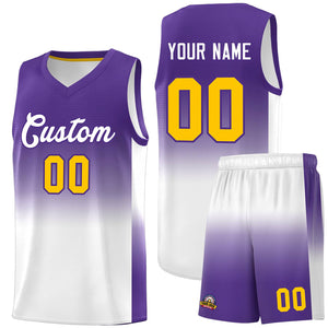 Custom Purple White Gradient Fashion Sets Sports Uniform Basketball Jersey