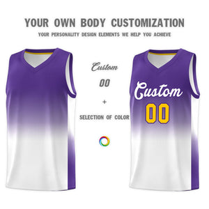 Custom Purple White Gradient Fashion Sets Sports Uniform Basketball Jersey