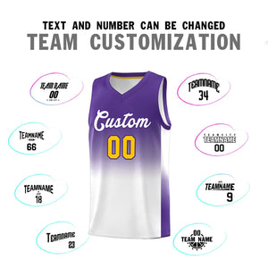 Custom Purple White Gradient Fashion Sets Sports Uniform Basketball Jersey