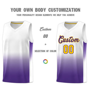 Custom White Purple Gradient Fashion Sets Sports Uniform Basketball Jersey