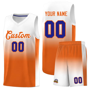 Custom White Orange Gradient Fashion Sets Sports Uniform Basketball Jersey