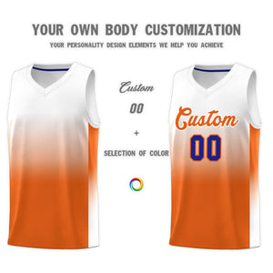 Custom White Orange Gradient Fashion Sets Sports Uniform Basketball Jersey