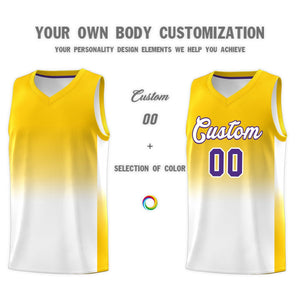 Custom Gold White Gradient Fashion Sets Sports Uniform Basketball Jersey