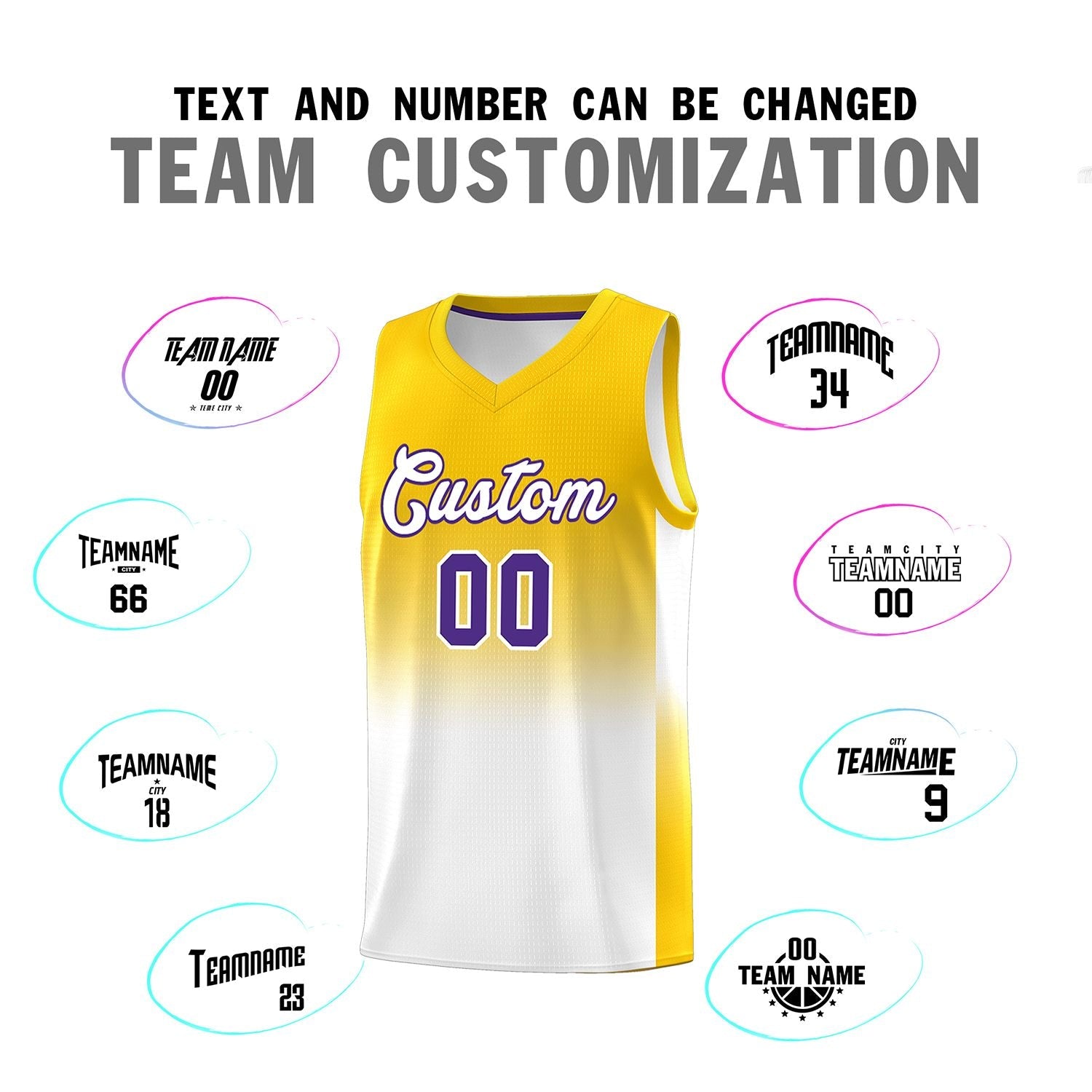 Custom Gold White Gradient Fashion Sets Sports Uniform Basketball Jersey