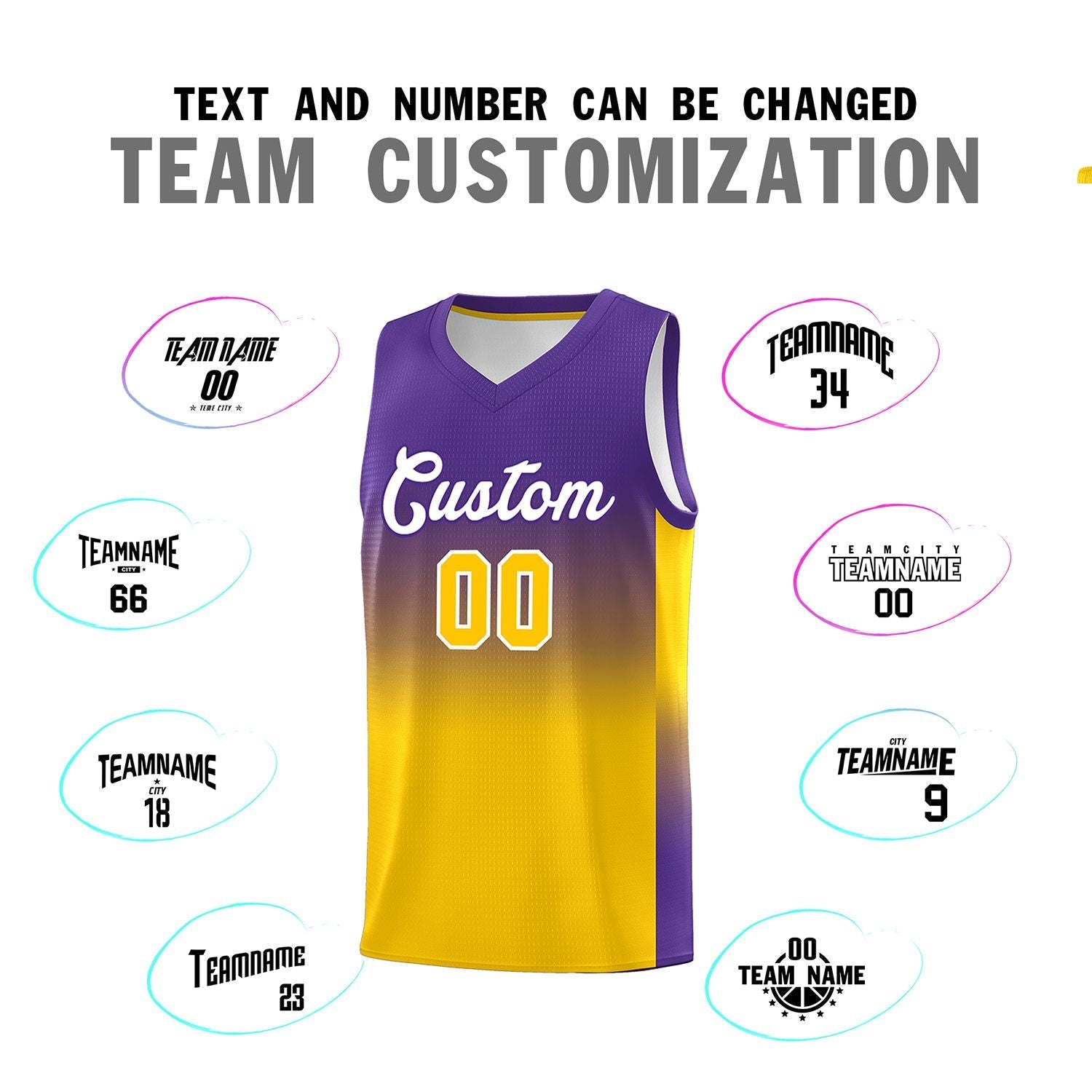 Custom Purple Gold Gradient Fashion Sets Sports Uniform Basketball Jersey