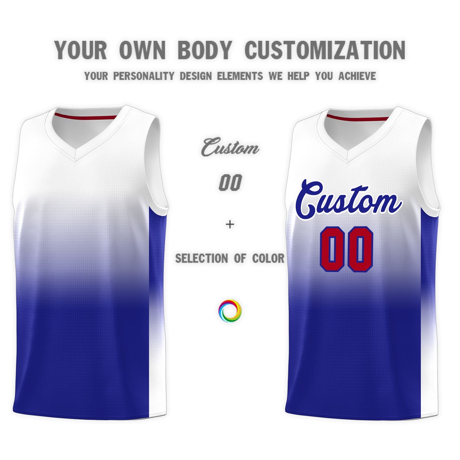 Custom White Royal Gradient Fashion Sets Sports Uniform Basketball Jersey