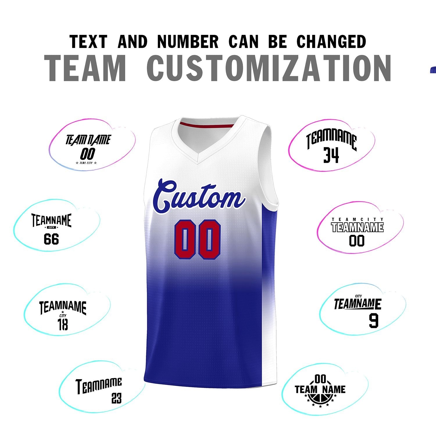 Custom White Royal Gradient Fashion Sets Sports Uniform Basketball Jersey