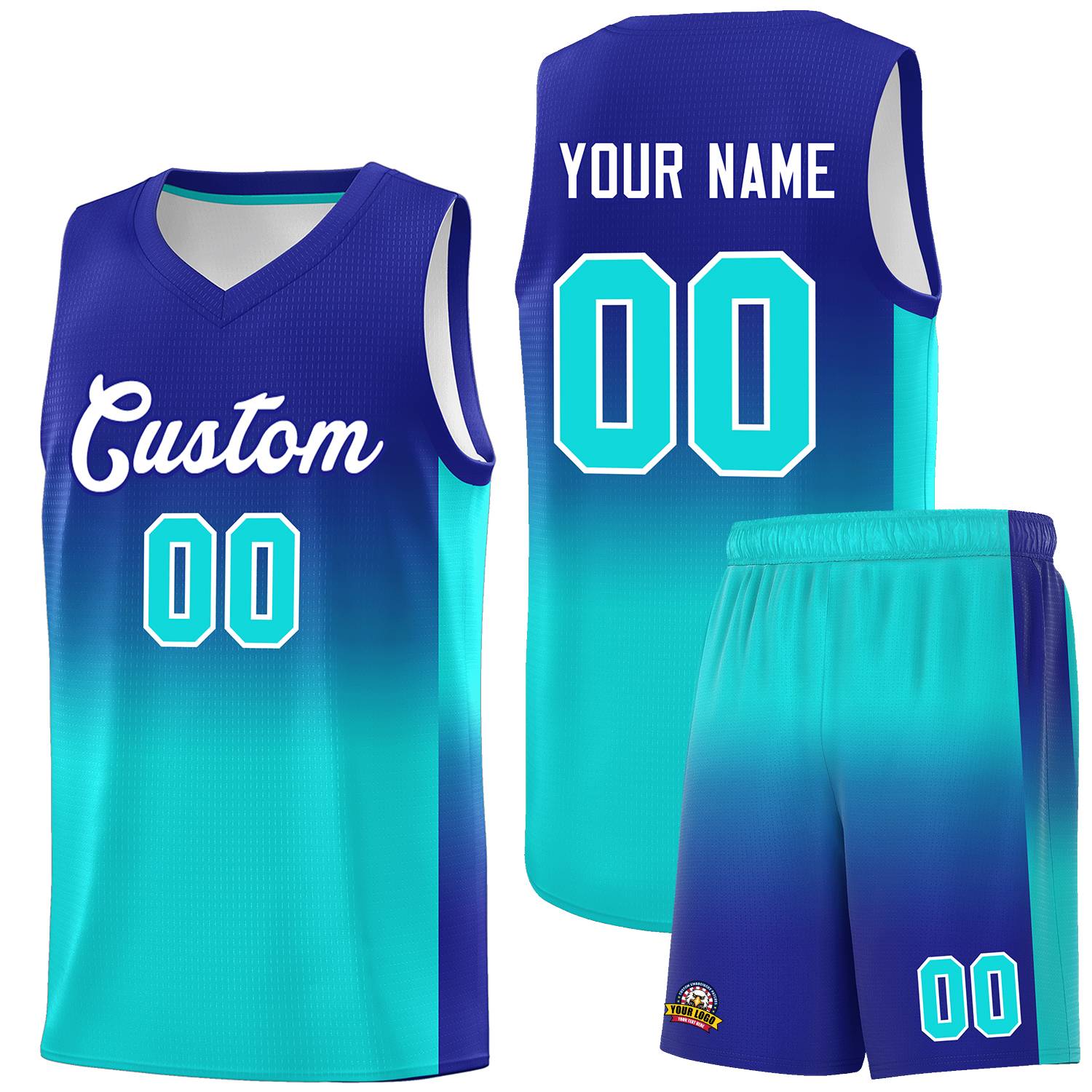 Custom Royal Bright Green Gradient Fashion Sets Sports Uniform Basketball Jersey