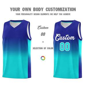 Custom Royal Bright Green Gradient Fashion Sets Sports Uniform Basketball Jersey