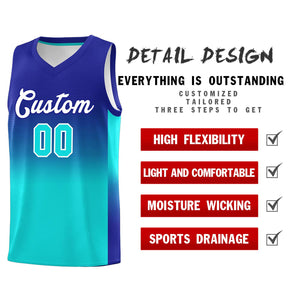 Custom Royal Bright Green Gradient Fashion Sets Sports Uniform Basketball Jersey