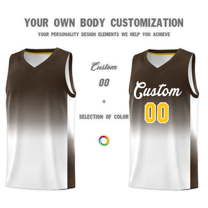 Custom Brown White Gradient Fashion Sets Sports Uniform Basketball Jersey