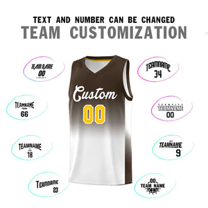 Custom Brown White Gradient Fashion Sets Sports Uniform Basketball Jersey