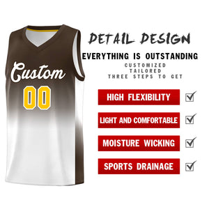 Custom Brown White Gradient Fashion Sets Sports Uniform Basketball Jersey