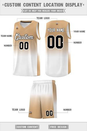 Custom Old Gold White Gradient Fashion Sets Sports Uniform Basketball Jersey