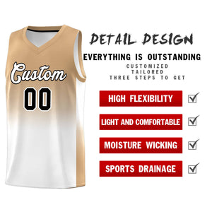 Custom Old Gold White Gradient Fashion Sets Sports Uniform Basketball Jersey