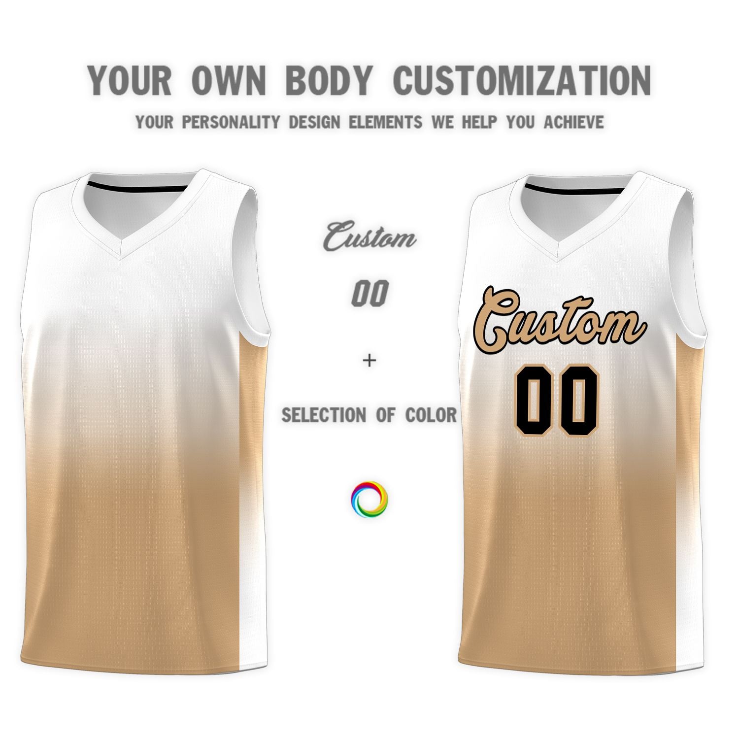 Custom White Old Gold Gradient Fashion Sets Sports Uniform Basketball Jersey