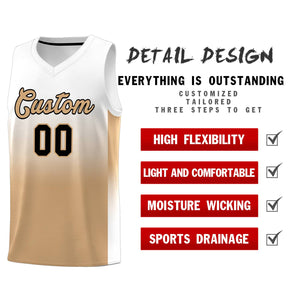 Custom White Old Gold Gradient Fashion Sets Sports Uniform Basketball Jersey