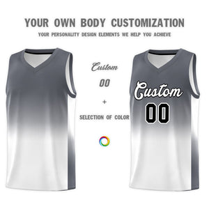 Custom Dark Gray White Gradient Fashion Sets Sports Uniform Basketball Jersey