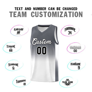 Custom Dark Gray White Gradient Fashion Sets Sports Uniform Basketball Jersey