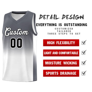 Custom Dark Gray White Gradient Fashion Sets Sports Uniform Basketball Jersey