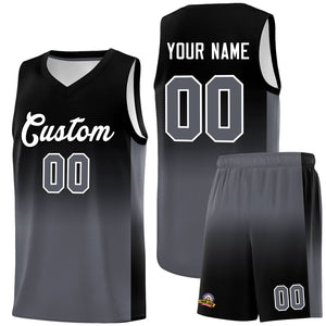 Custom Black Dark Gray Gradient Fashion Sets Sports Uniform Basketball Jersey