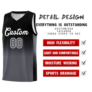 Custom Black Dark Gray Gradient Fashion Sets Sports Uniform Basketball Jersey