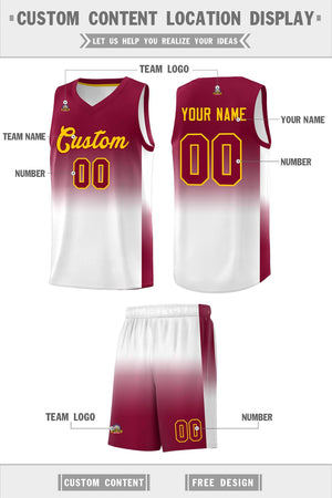 Custom Crimson White Gradient Fashion Sets Sports Uniform Basketball Jersey