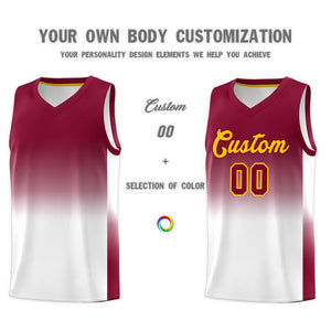 Custom Crimson White Gradient Fashion Sets Sports Uniform Basketball Jersey