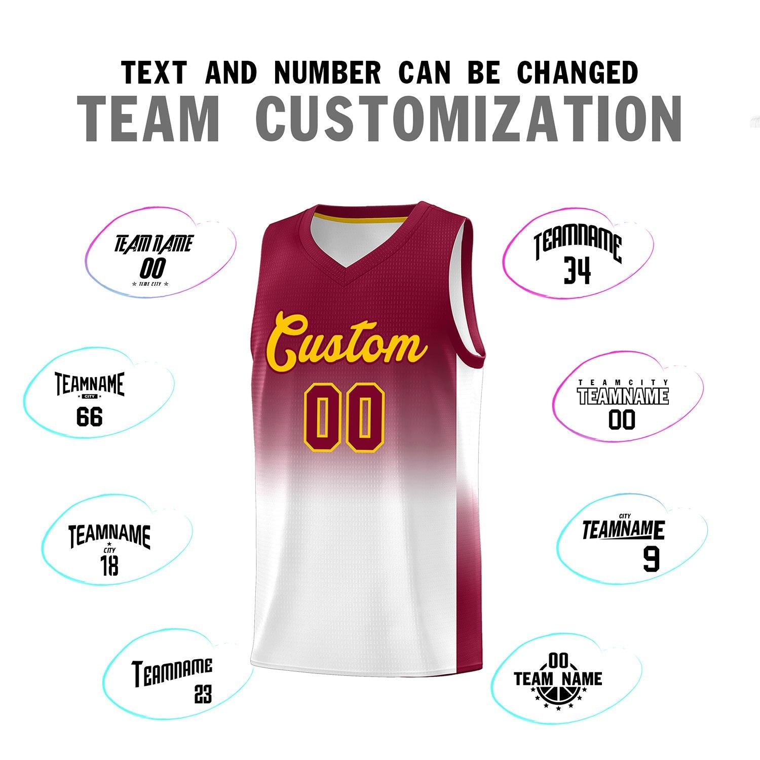 Custom Crimson White Gradient Fashion Sets Sports Uniform Basketball Jersey