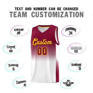 Custom Crimson White Gradient Fashion Sets Sports Uniform Basketball Jersey