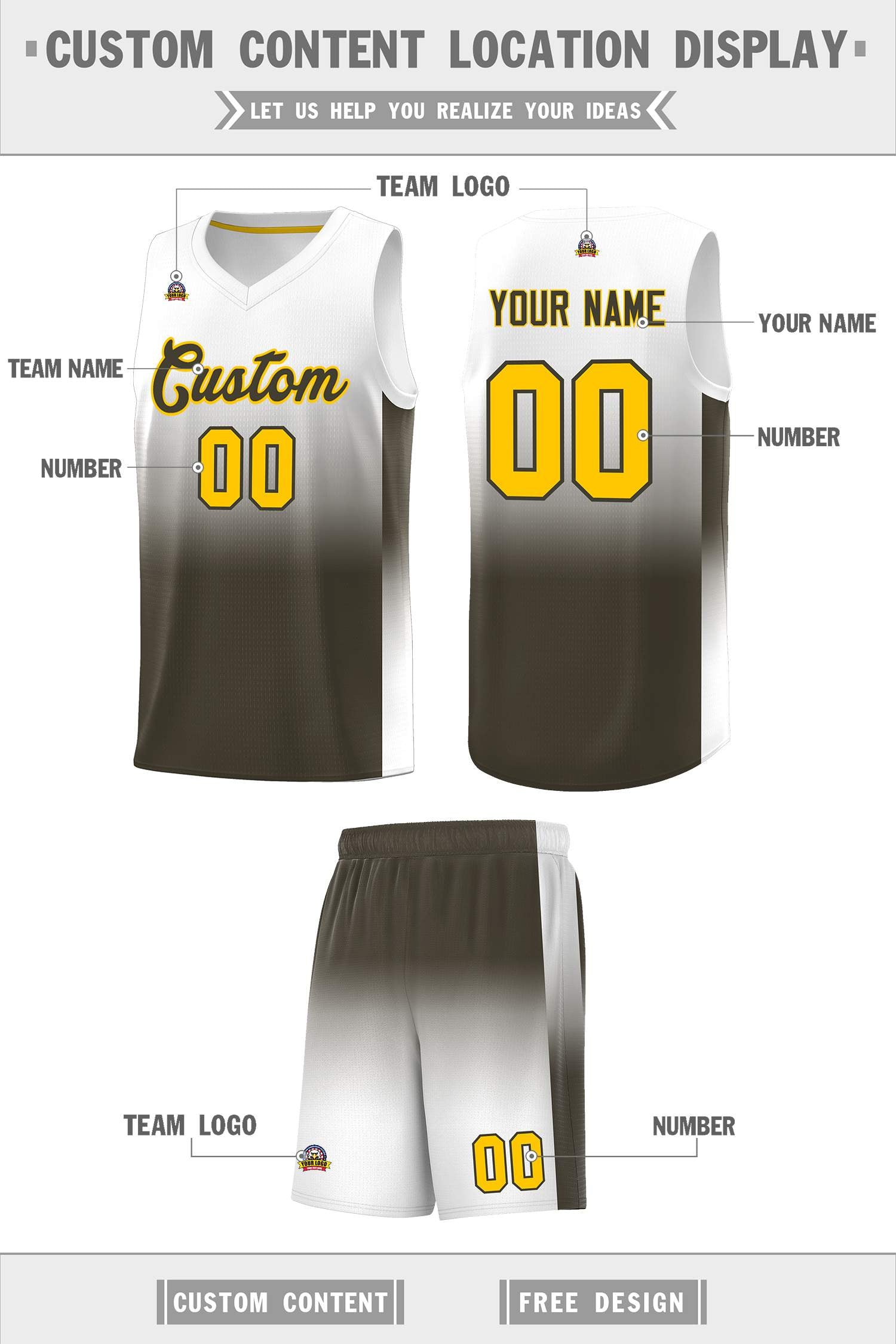 Custom White Olive Gradient Fashion Sets Sports Uniform Basketball Jersey